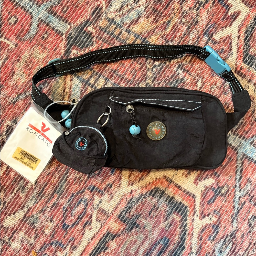 NWT Valigeria RONCATO NYLON Waist Bag FANNYPACK with SKY Blue Accents, unisex